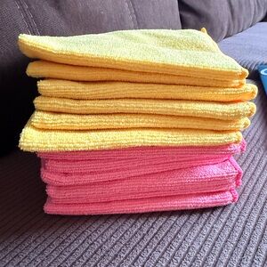 12 Yellow and Pink Microfiber Cloths